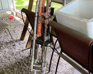 Painting stilts, outdoor chairs