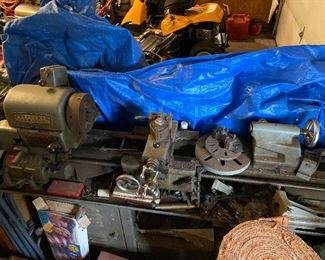 PRE-SALE ITEM: Craftsman Commercial Lathe, approx. 6' on table/stand, includes several tools