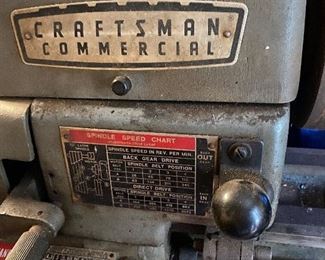 Close up of Craftsman Commercial lathe
