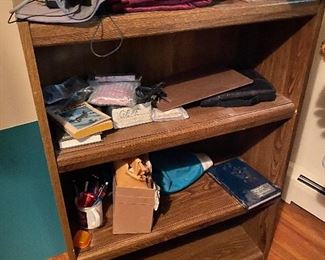 Bookshelf, misc office items