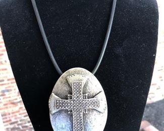 $39 Rubber cord with ZAMAK CROSS PENDANT.  