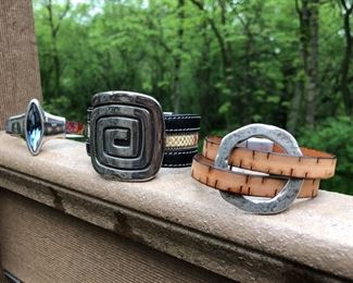 3 LEATHER BRACELETS WITH STRONG MAGNETIC CLASP.  $65,$85,$55