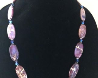 PURPLE AFRICIAN OPAL WITH PURPLE/BLUE AB SWAROVSKI CRYSTAL $75