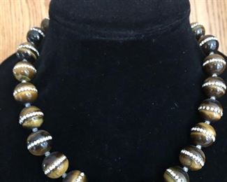 TIGER'S EYE AND CRYSTAL NECKLACE $85 WITH LOBSTER CLAW
