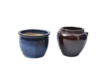 3. Two 2 Glazed Pottery Planters