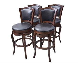 4. Set of Four 4 Leather Upholstered Stools