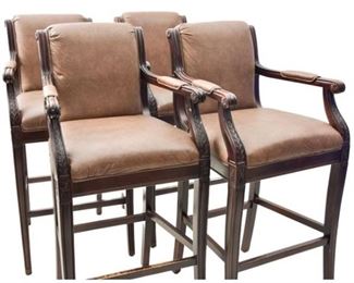 25. Set of Four 4 Upholstered and Carved Chairs