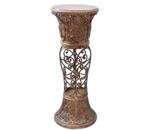 36. Carved Plant Stand with Cage Detail