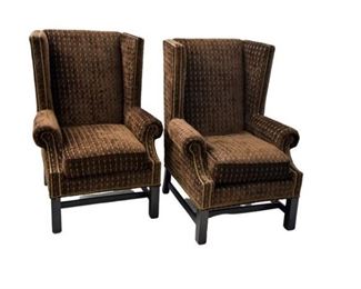 Pair of High Back Upholstered Chairs