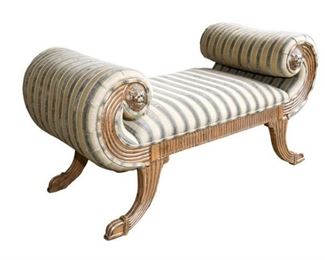 Upholstered Bench with Rolled Arms