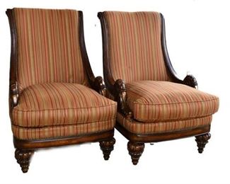 Pair of Carved and Upholstered Armchairs