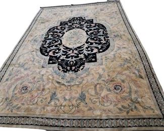 Hand Woven Area Rug with Leaf Motif