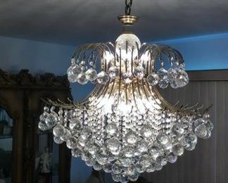 Swarovski Full Brightness of Authentic Austrian Swarovski Hand Cut Lead Crystal "160 plus Spheres" Chandelier.  With Original Marked Swarovski Austria Accessories Box.  Price available upon request.