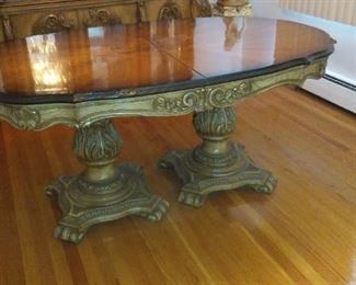 Cellini Furniture Company Double Pedestal Design Dining Room Table with 6 chairs $1,000.  In like new unused condition.