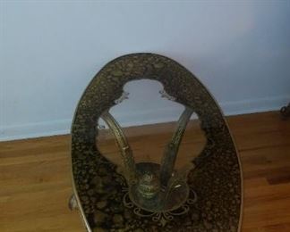 Coffee Table:  Ornate Gold Gilt Carved Glass Topped Oval Cocktail Table, or Coffee Table, in the Finest Hollywood Regency Latin Style Palace Style Decor, asking $600. Now Lower at $500.