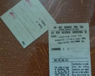 Original Label of MCM American Dressing Room Slipper Chair.