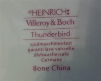Authentic German made Villeroy & Boch THUNDERBIRD PATTERN China Set for 12, asking $800.  Now All for $700.
