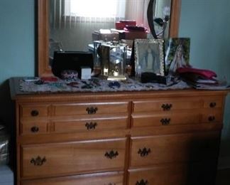 Vintage American Maple? Wood Chest of Drawers.  With Original Mirror asking $100.  A true bargain for solid wood American made Furniture.