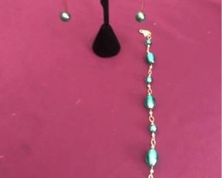 14k bracelet and earrings set 