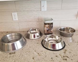 Dog Bowls and JIM KILLEN GLASS CANISTER