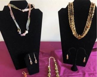 Necklaces, earrings, and bracelet 