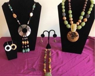 Necklaces, earrings, and bracelet 