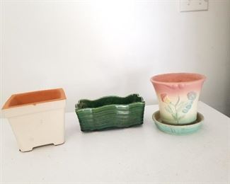 Pots by HULL, McCOY AND NEW ENGLAND Pottery