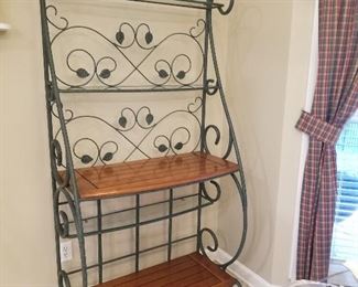 Wrought Iron Wood Bakers Rack