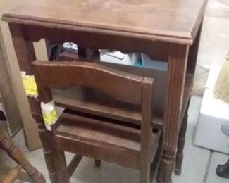 Antique child table & chair