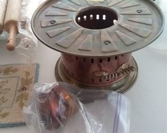 Antique oil burner copper brass warmer