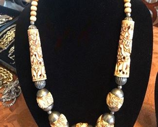 Carved necklace designer $15.00