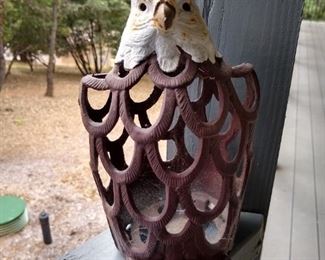 Metal iron eagle yard art.