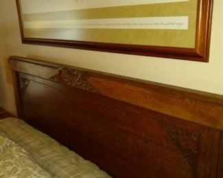 Antique wood bed frame modified for King size