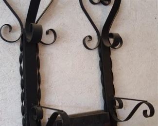 Wrought iron and wood shelves