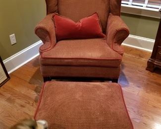 Upholstered Easy Chair and Ottoman