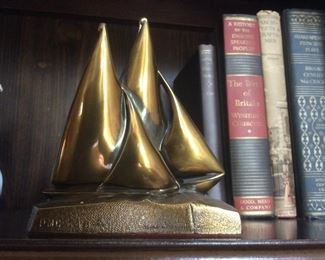 Brass Sailing Ships Book Ends