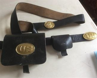 Civil War Reenactment Belts and Pouch 