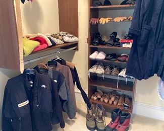 North Face, Men’s Jackets, Women’s sweaters, Men’s shoes Size 9, Women’s shoes size 6
