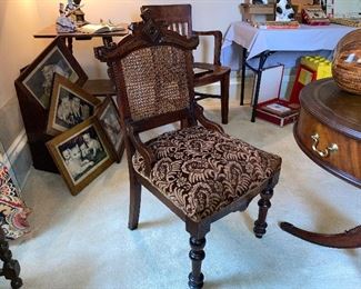 Eastlake style chair, cane backing