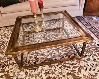 BEVELED GLASS COFFEE TABLE