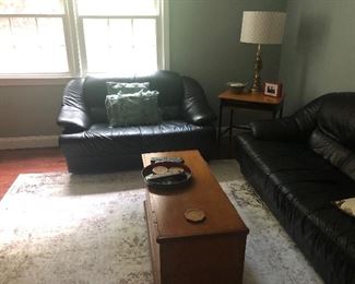 Black Leather Side Chair and Black Leather Couch
