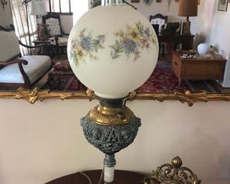 Electric hand painted globe lamp
