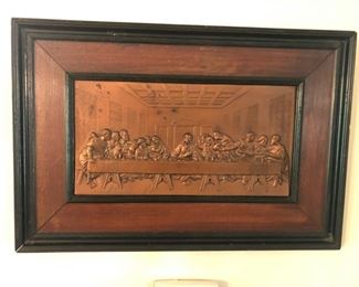 Framed copper "The Last Supper"