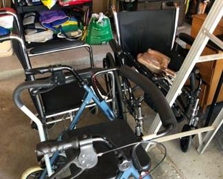 Wheelchairs, walker, and cane