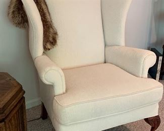 1 of 2 Plunket wing back chairs 