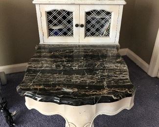 Marble top table with storage
