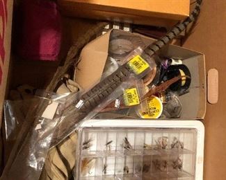 Many fishing flies and supplies