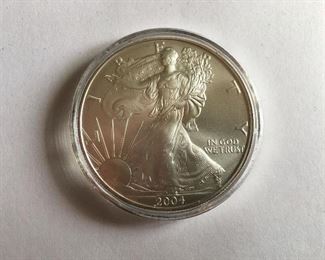 2004 American Eagle silver dollar. One Troy ounce of .999 fine silver.