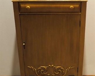 Solid Wood Antique Record Cabinet With Cabriolet Legs, 41.25" x 19" x 13.5"