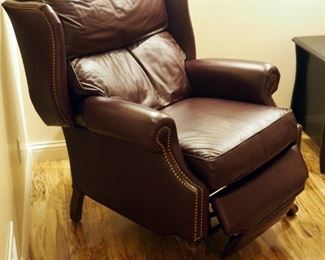 Thomasville Leather Wing-back Recliner With Ball And Claw Feet, 43" X 32.5" X 40"